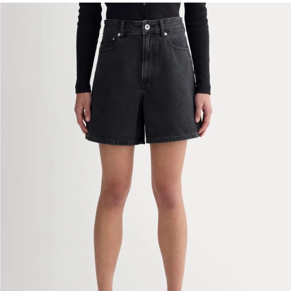Everlane Women's Dark washed black a line short 90s vintage style